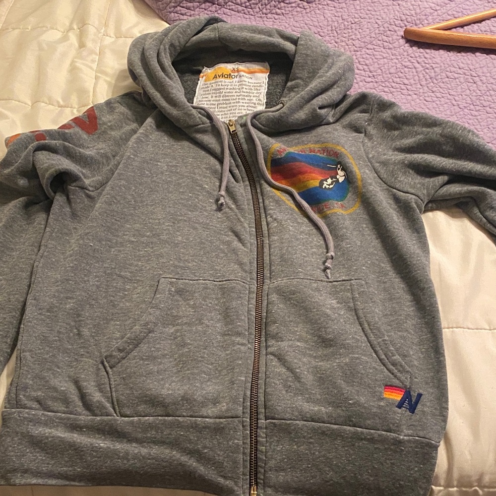 Aviator Nation womens Gray Zip-Up Hoodie
